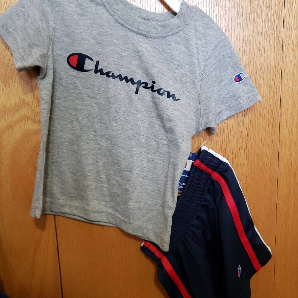 2T Champion Grey Tee and Shorts Set